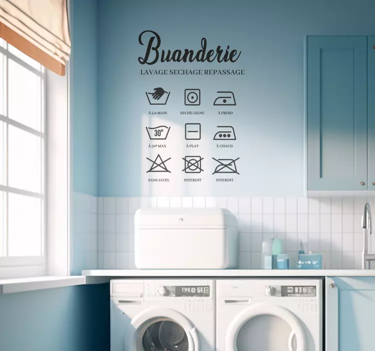 Sticker mural maison icônes pour buanderie - TenStickers