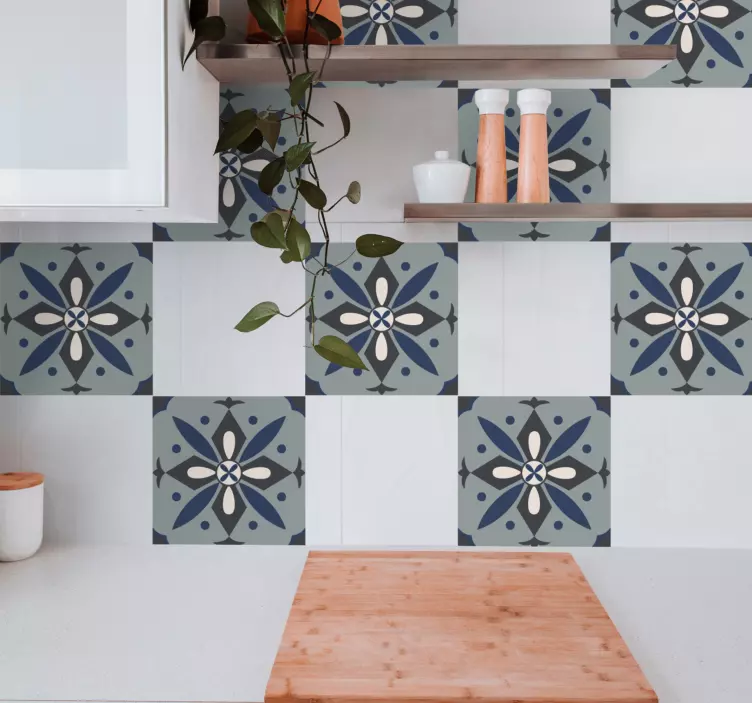 Sticker carrelage motif floral géométrique - TenStickers