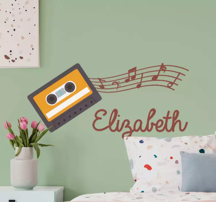 Sticker mural music cassette de musique personnalisée - TenStickers