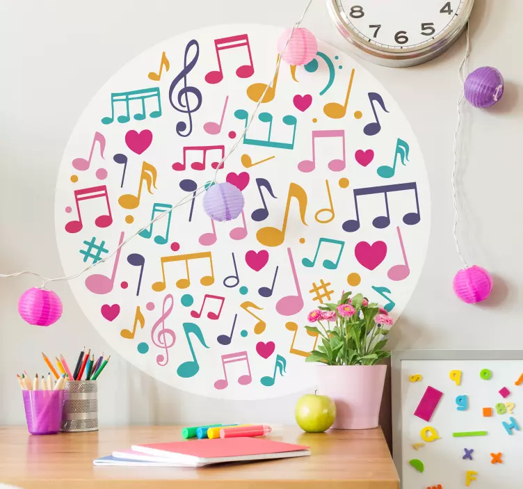 Sticker mural music notes de musique colorées - TenStickers