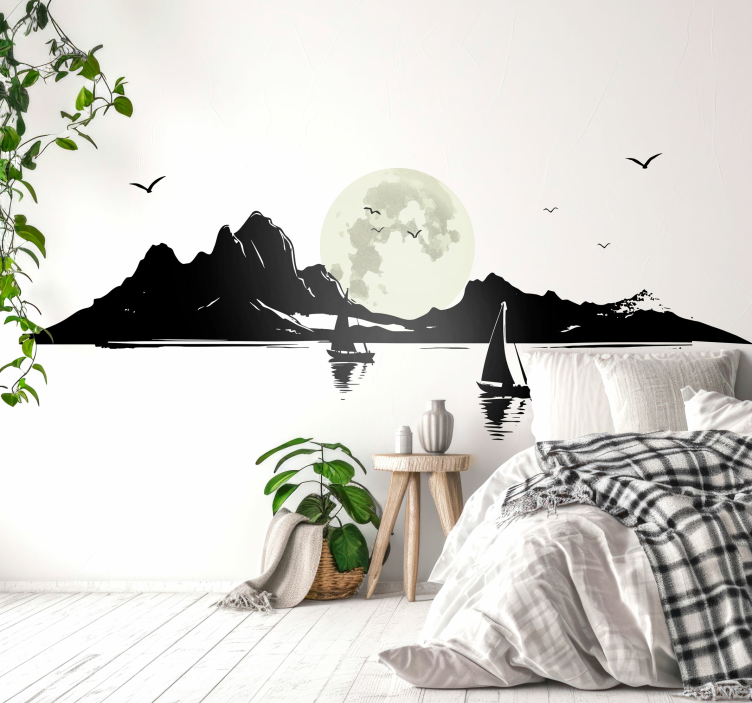 Sticker mural paysage au clair de lune - TenStickers