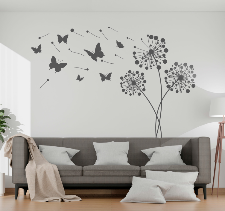 Sticker mural pissenlits et papillons - TenStickers