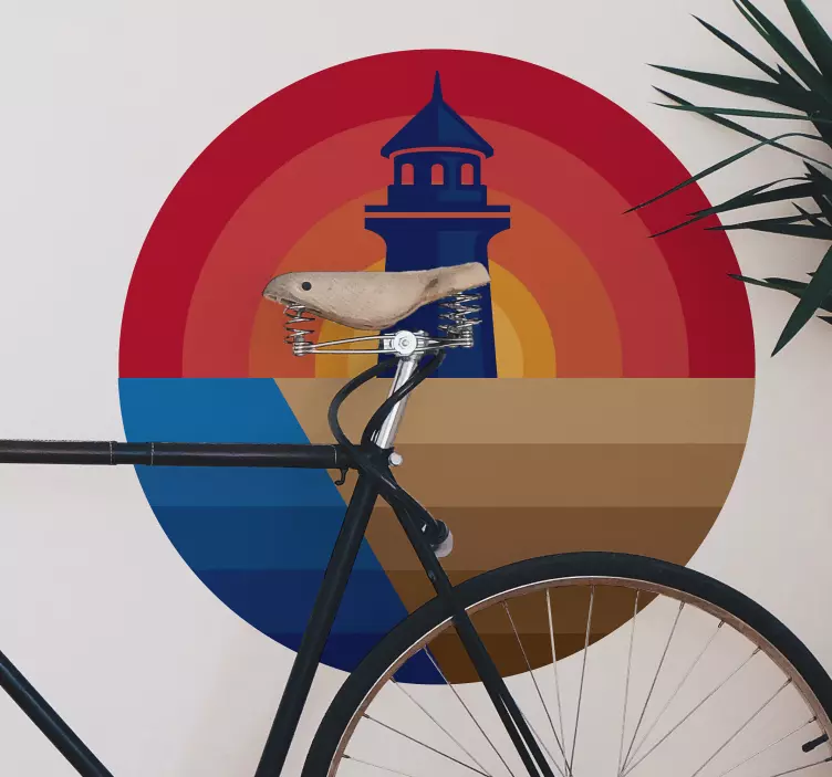 Sticker mural plage phare - TenStickers