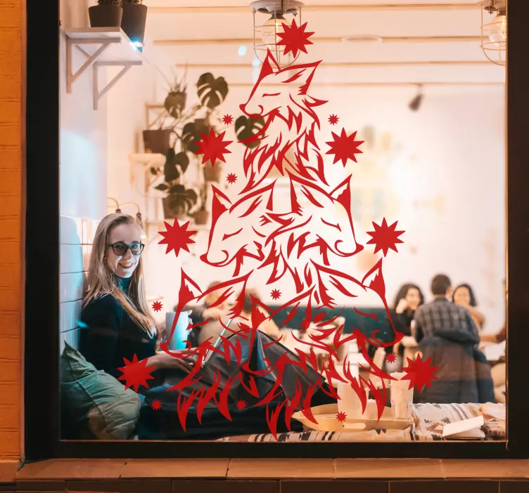 Sticker mural renard noël design - TenStickers