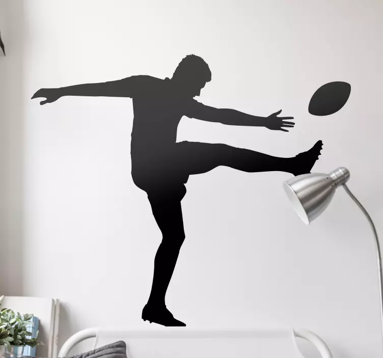 Sticker Rugby Joueur de rugby, coups de pied, silhouette - TenStickers