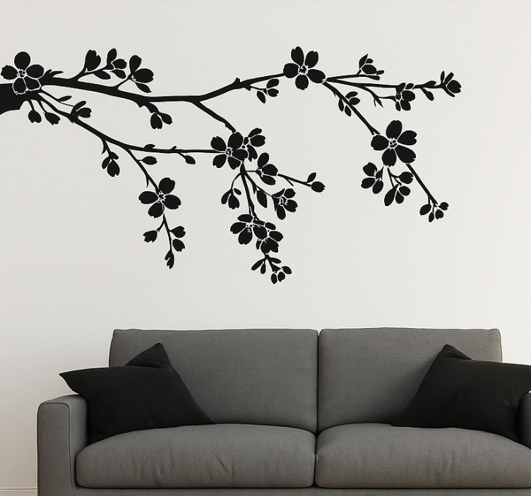 Sticker mural salon branche d'arbre noire - TenStickers