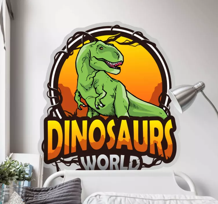 Sticker mural scène d'aventure des dinosaures - TenStickers