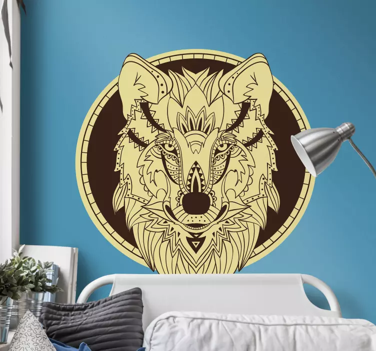 Sticker mural tête de loup artistique - TenStickers
