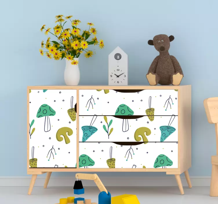 Adhésif meuble motif champignon vibrant - TenStickers