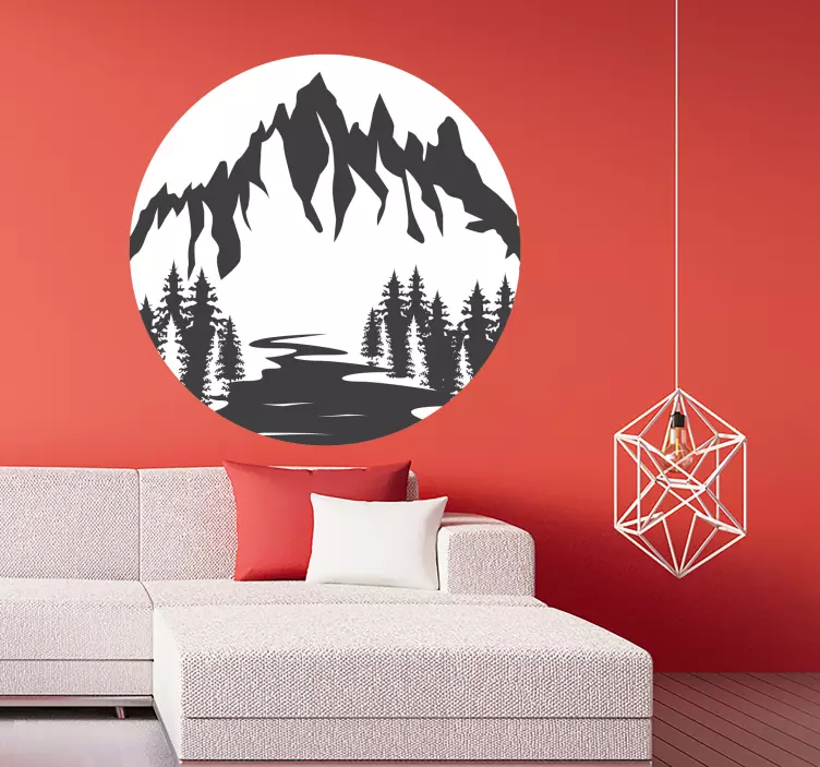 Sticker nature silhouette de paysage de montagne - TenStickers