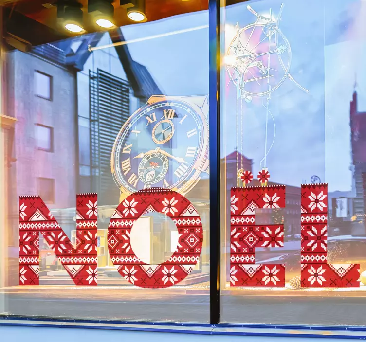 Sticker vitrine Noël texte décoré - TenStickers