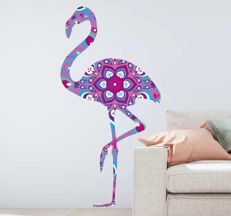 Sticker Oiseau Flamant Rose Mandala - TenStickers