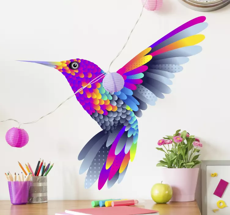 Sticker oiseaux art vibrant du colibri - TenStickers