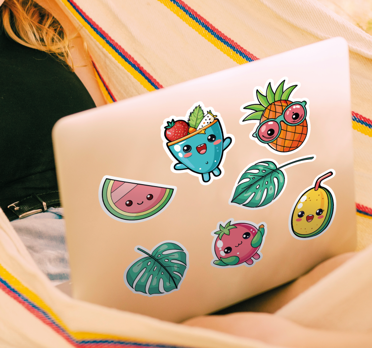 Sticker ordinateur fruits et boissons tropicaux - TenStickers
