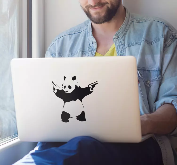 Sticker ordinateur portable panda Banksy - TenStickers