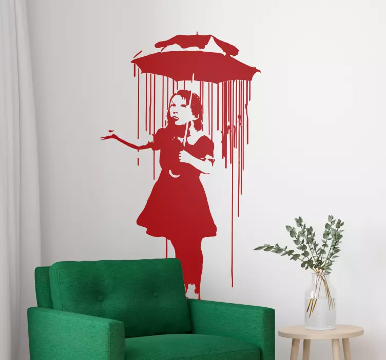 Sticker Original Banksy Fille au parapluie - TenStickers