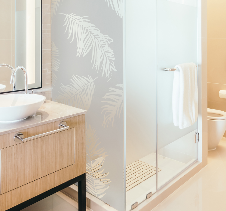 Sticker paroi de douche feuilles tropicales - TenStickers