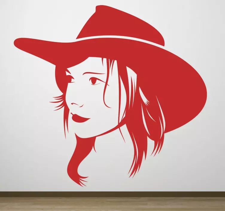 Sticker personnage profil de silhouette de cow-girl - TenStickers