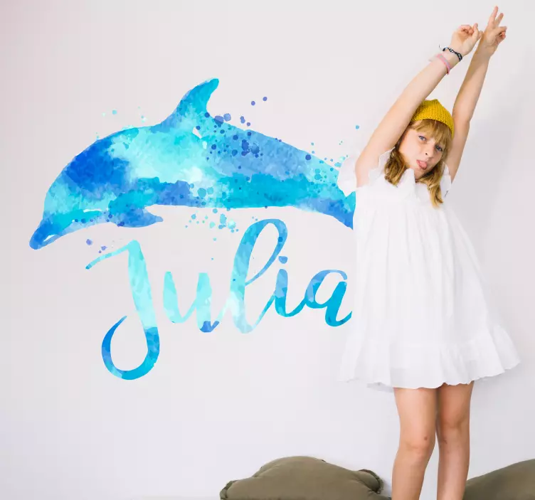 Stickers personnalisé dauphin eau - TenStickers