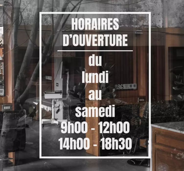 Sticker vitrine personnalisé horaires d'ouverture - TenStickers