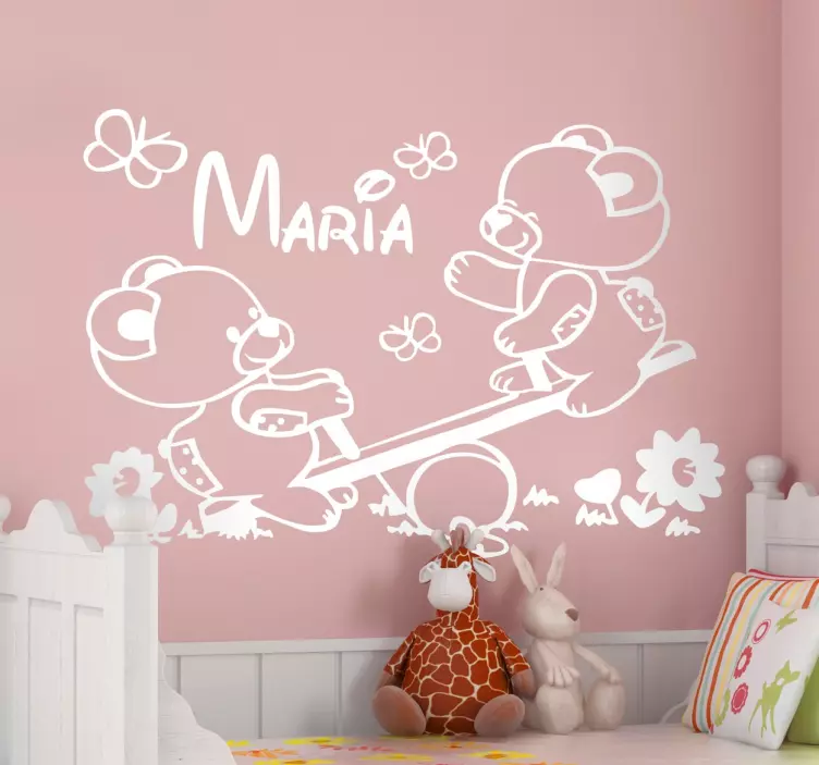 Sticker personnalisé oursons balançoire - TenStickers