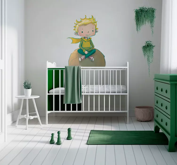 Sticker petit garçon sur une planète - TenStickers