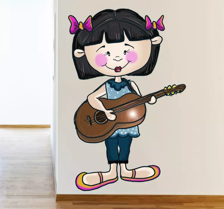 Sticker petite fille guitariste - TenStickers