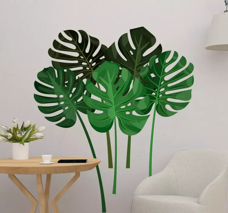 Sticker plante arrangement de feuilles tropicales - TenStickers