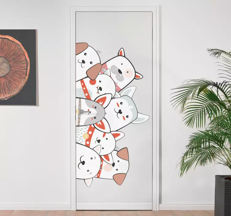 Sticker porte chiens curieux - TenStickers