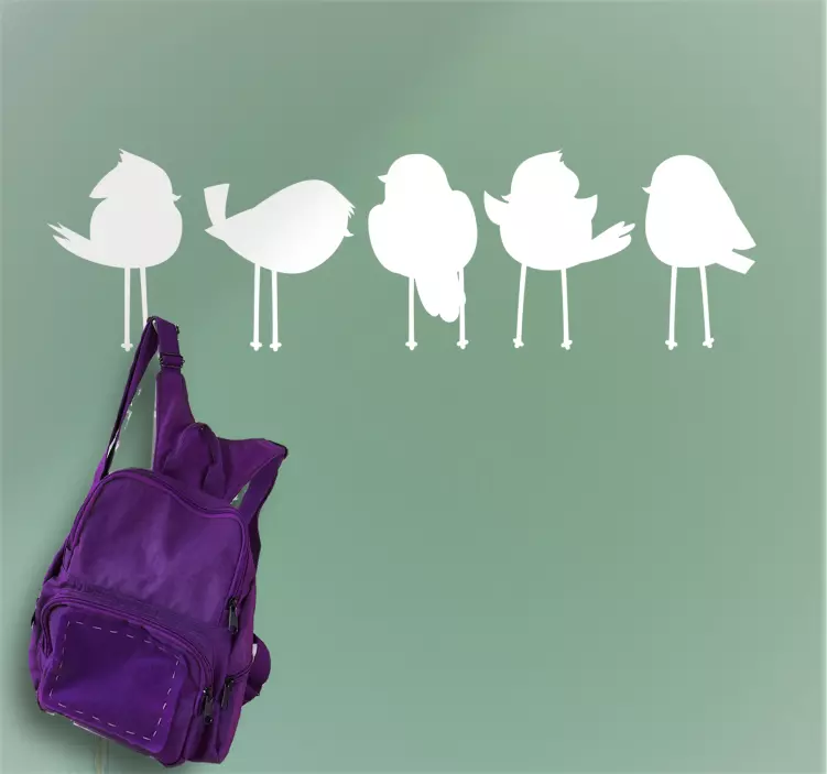 Sticker porte manteau charmantes silhouettes d'oiseaux - TenStickers