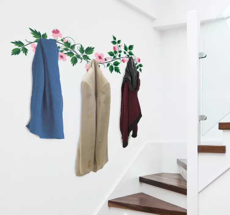 Sticker porte manteau floral - TenStickers