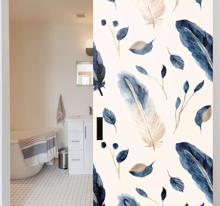 Sticker porte motifs de feuilles élégants - TenStickers