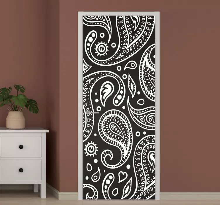 Sticker porte motifs paisley sophistiqués - TenStickers