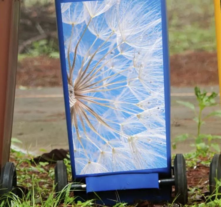 Sticker poubelle détail floral de pissenlit - TenStickers