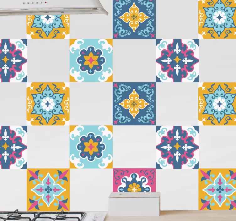 Sticker carrelage aux couleurs estivales - TenStickers