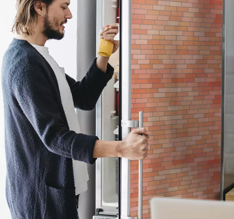 Sticker frigo motif de texture rouge brique - TenStickers