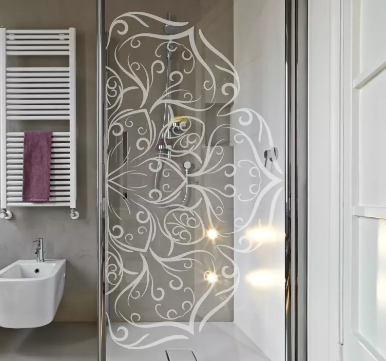 Sticker paroi de douche salle de bain mandala floral - TenStickers