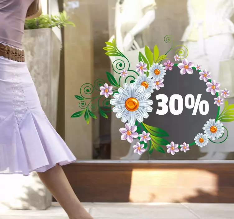 Sticker vitrine soldes printanières 30% - TenStickers