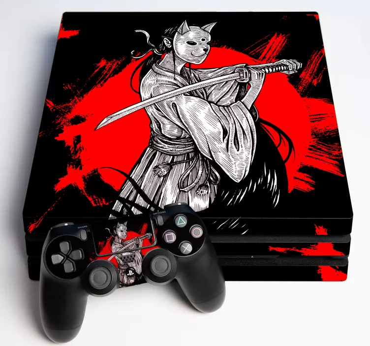 Sticker ps4 chat samouraï - TenStickers