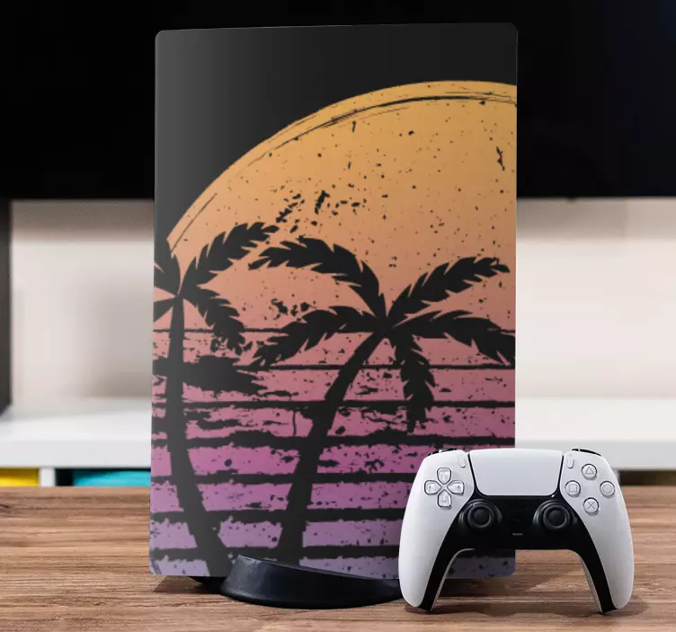 Sticker PS5 ambiance coucher de soleil tropical - TenStickers