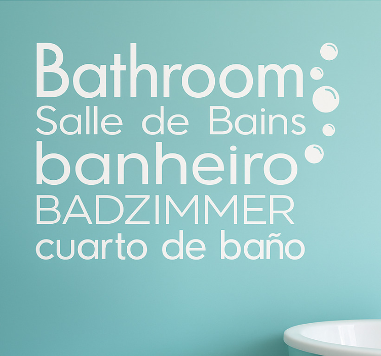 Sticker salle de bain en différentes langues - TenStickers