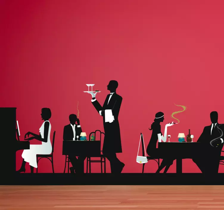 Sticker scène restaurant vintage - TenStickers