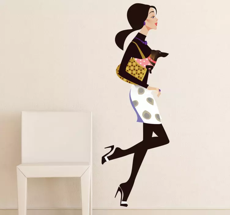 Sticker shopping petit chien - TenStickers