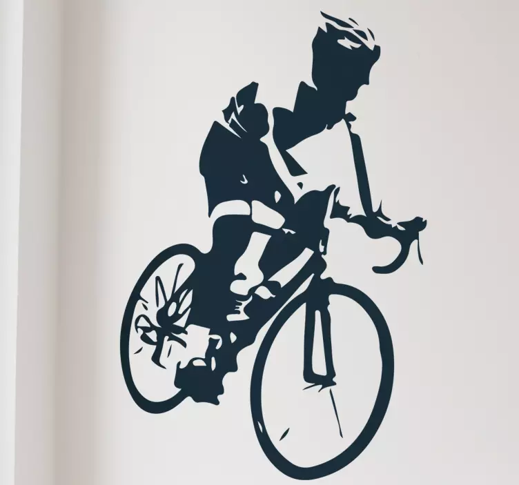 Sticker mural salon silhouette cyscliste mountain bike - TenStickers