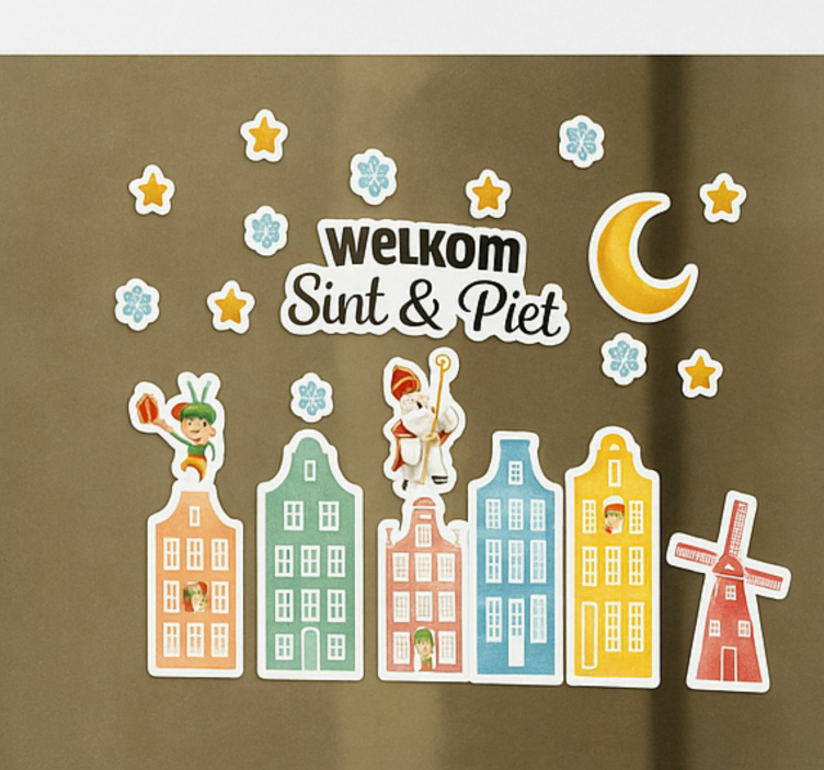Sticker Sinterklaas autocollant coloré welkom sint & piet - TenStickers