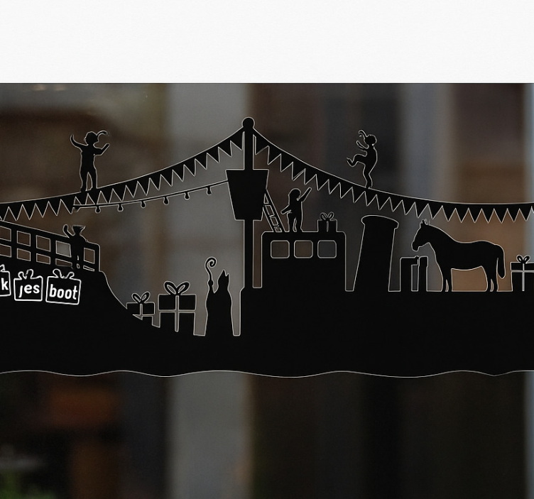 Sticker Sinterklaas raamsticker pakjesboot - TenStickers