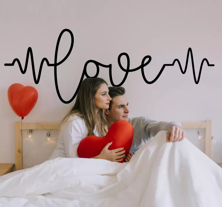 Sticker tête de lit battement de coeur d'amour - TenStickers