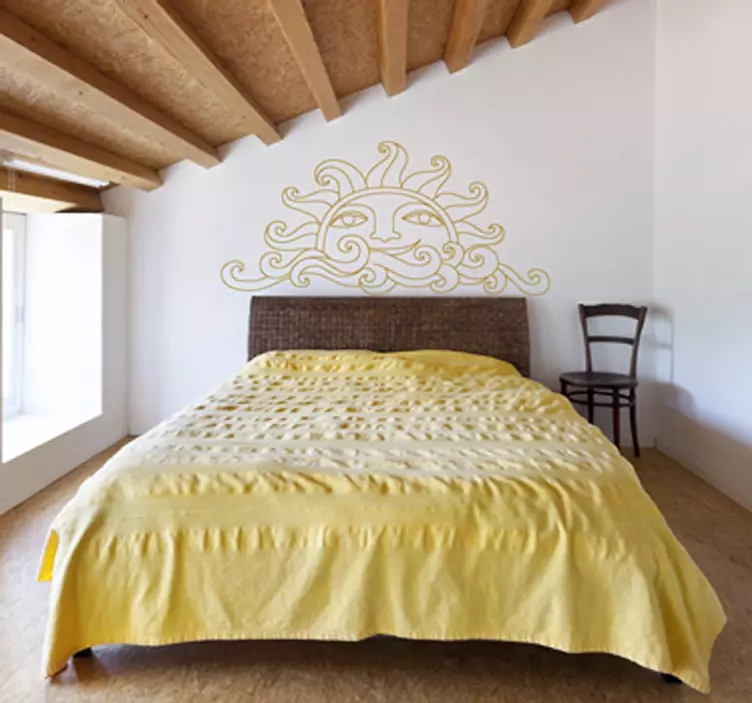 Sticker tête soleil en or - TenStickers