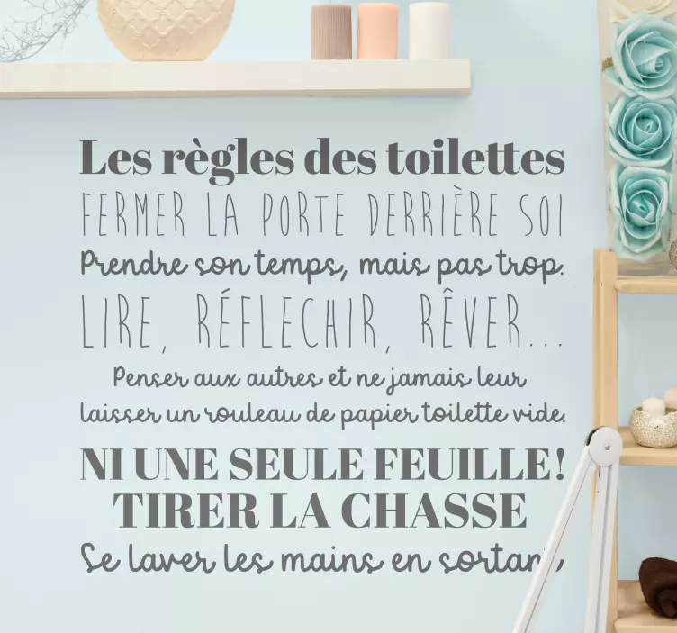 Sticker Texte Salle de bain Règles - TenStickers