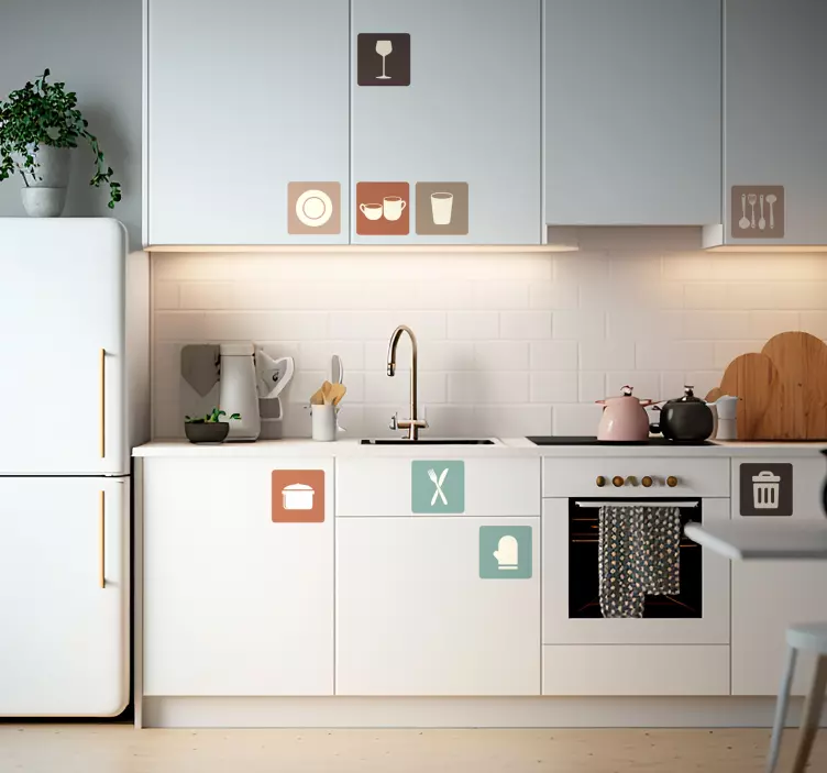 Sticker tiroirs de cuisine icônes ustensiles - TenStickers